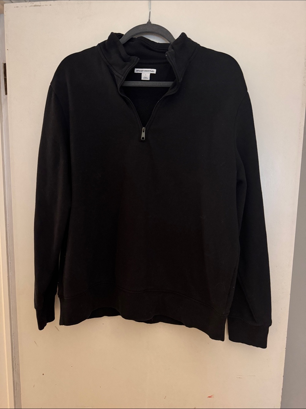 Amazon Essentials Women's Black Quarter-Zip Sweatshirt